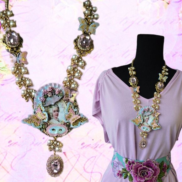 Historically Inspired Dual-Strand Pearl Beaded Choker  Rococco-Baroque Style Necklace Artsy Romantic Period-Piece Fairycore